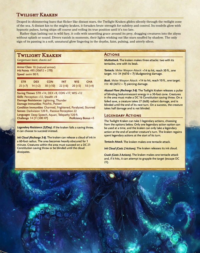 Ravagers of the Depths | 60+ Sea Monsters for D&D (Digital Download)