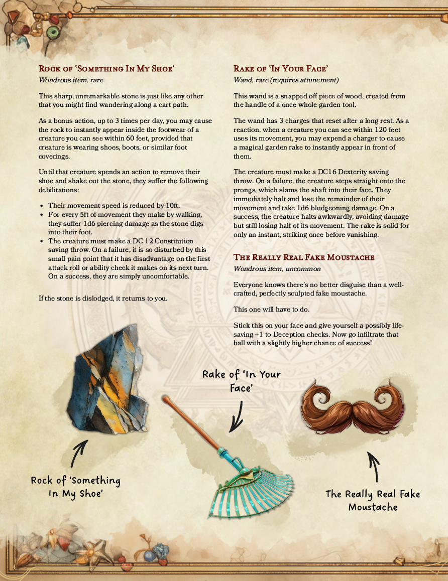 21 Barely Useful Items | Magical Nonsense for D&D (Digital Download)