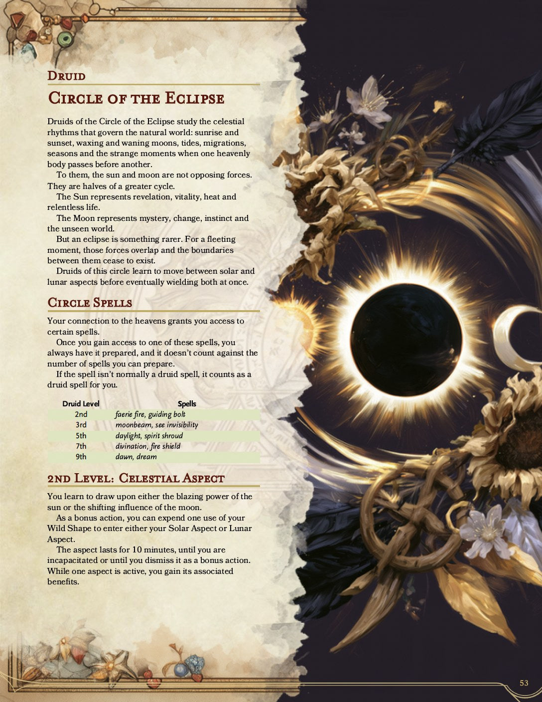 Archetypes Unbound Circle of the Eclipse druid sample page