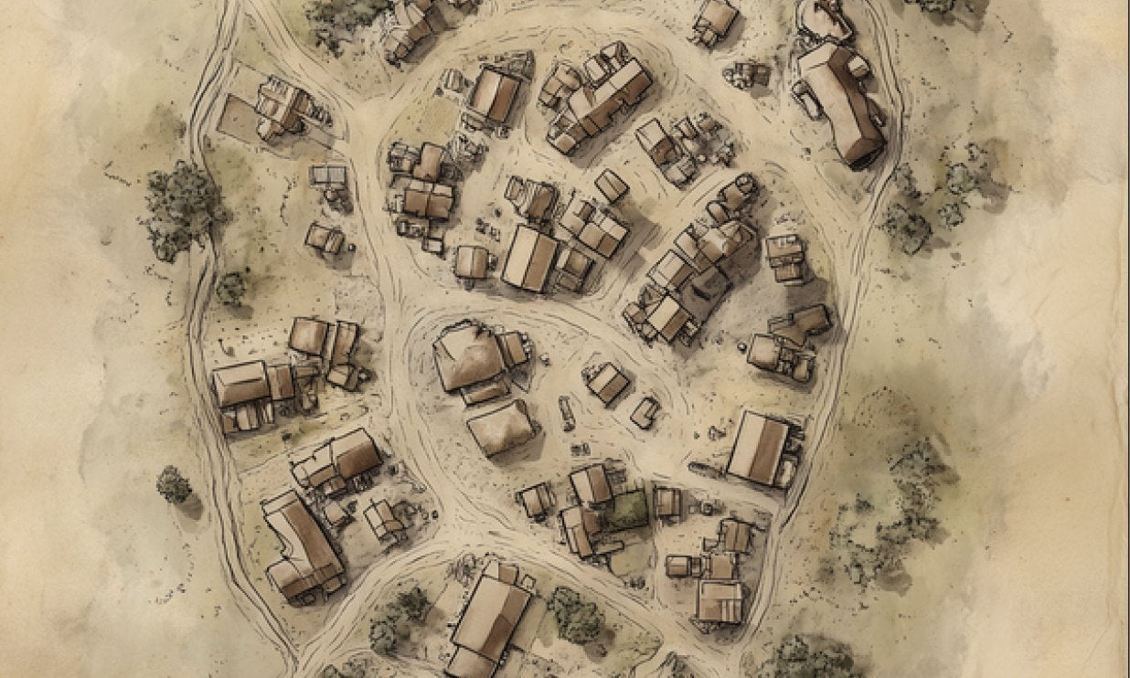 Gardens & Graves map of the drought-stricken town of Ashmere