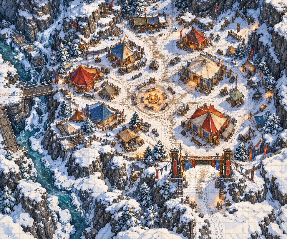 Race to the Summit map of Base Camp with tents, stalls and the starting arch