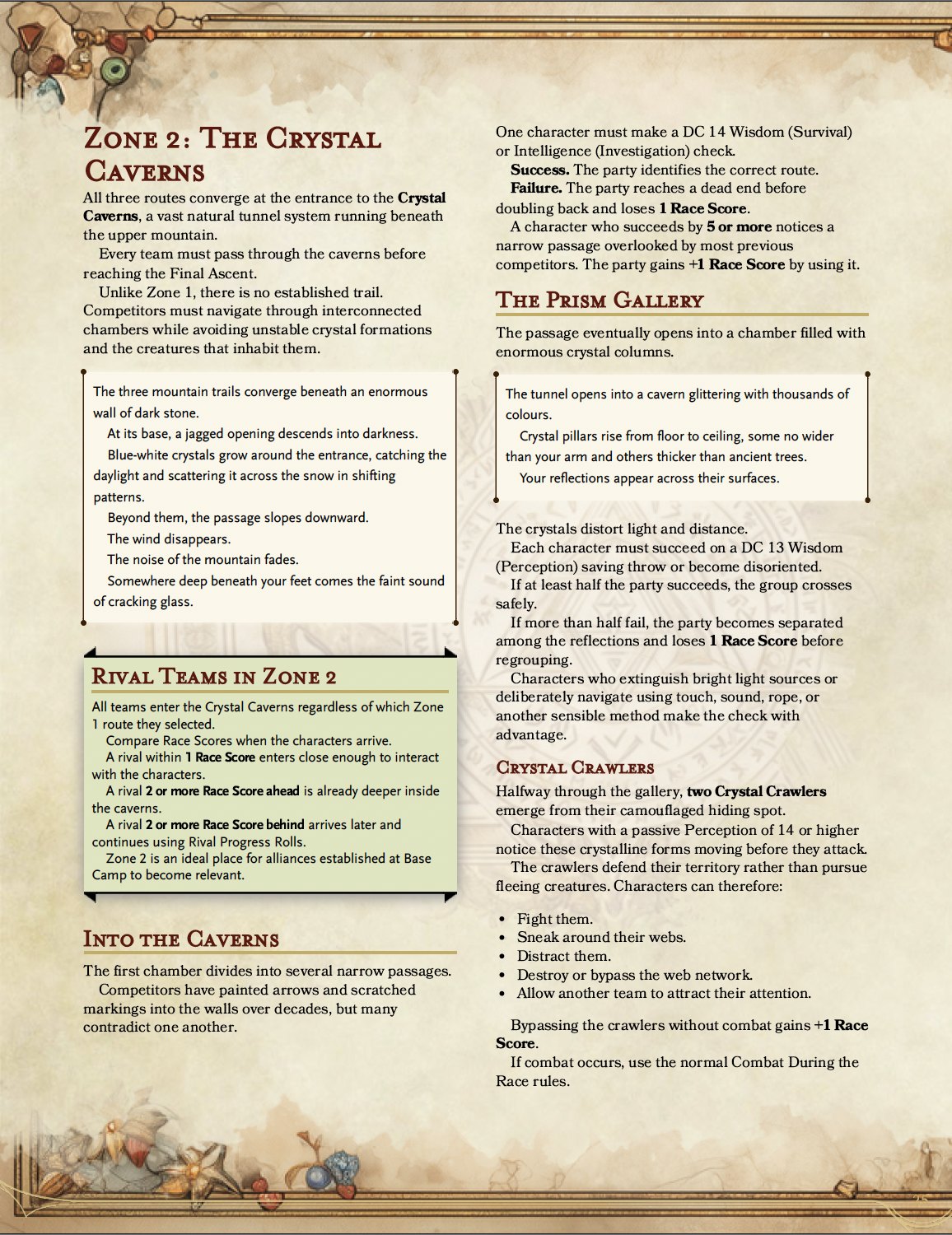 Race to the Summit sample page: Zone 2, the Crystal Caverns
